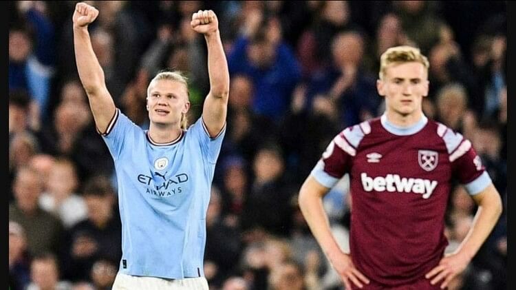 EPL Erling Haaland 35th goal broke the record for most goals in a season Manchester City beat West Ham