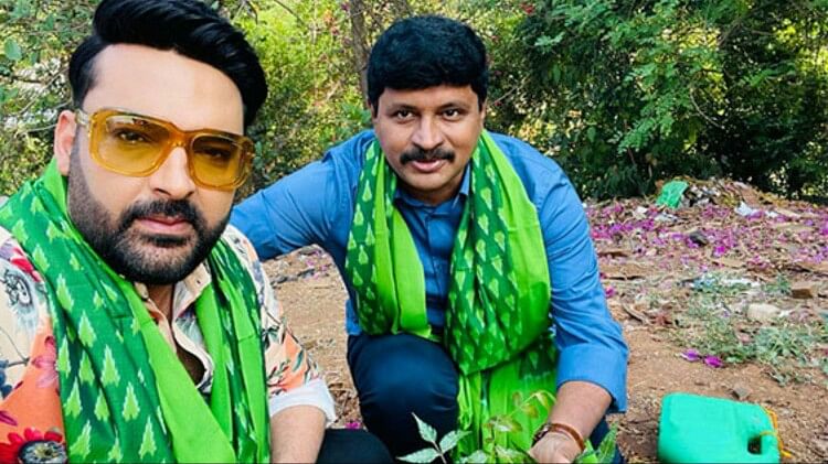 Kapil Sharma Participated on Green India Challenge Planted a Sapling along with MP J Santosh Kumar