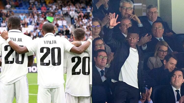 La Liga Real Madrid players wear Vinicius Junior named jersey against Vallecano