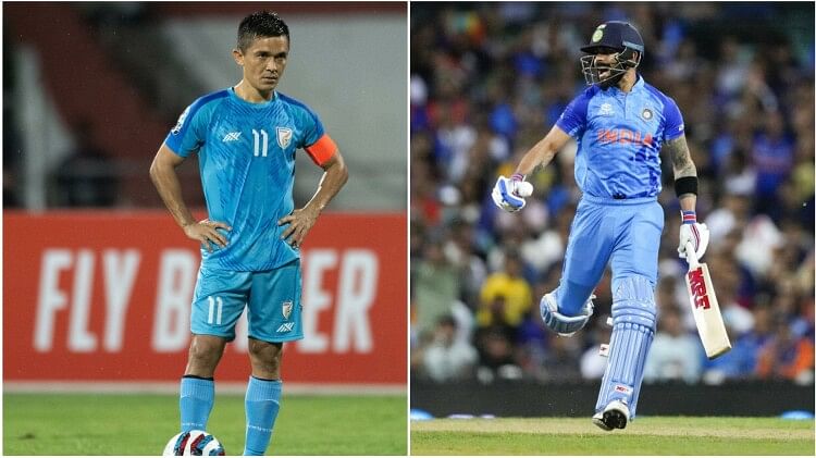 IND vs PAK Two friends virat kohli and sunil Chhetri like to play against Pakistan Fans shared memes