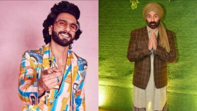 Ranveer Singh says gadar 2 will be blockbuster to sunny deol in karan deol drisha acharya sangeet ceremony