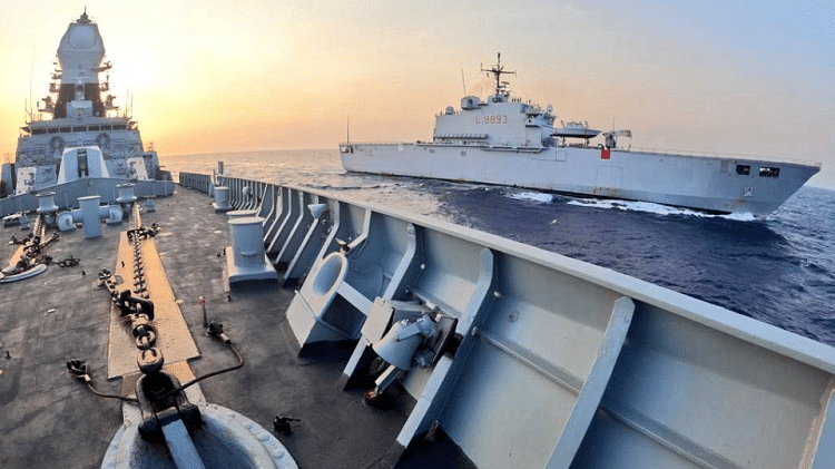 INS Chennai undertook a Passage Exercise with Italian Navy Ship San Marco on 25th July