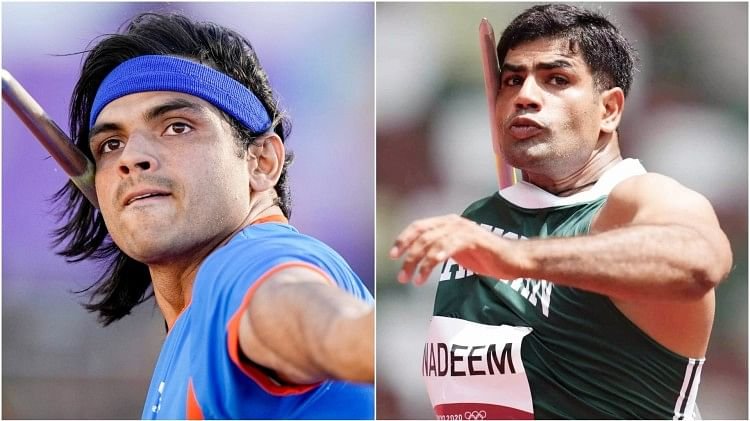 Neeraj Chopra calls Pakistan Arshad Nadeem for photo after winning Gold World Athletics video watch